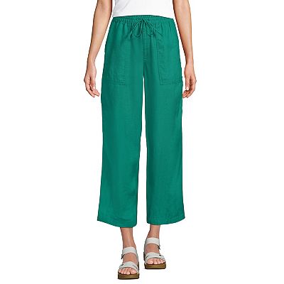 Petite Lands End High Rise Drawstring Wide Leg Crop Pants