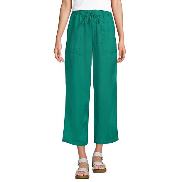 Petite Lands End High Rise Drawstring Wide Leg Crop Pants