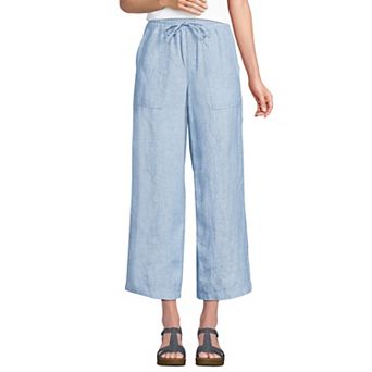 Petite Lands' End High Rise Drawstring Wide Leg Crop Pants