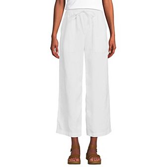 Petite Lands' End High Rise Drawstring Wide Leg Crop Pants