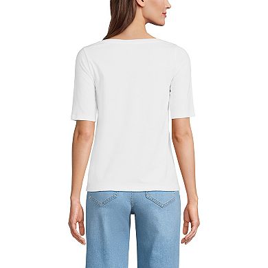 Petite Lands' End Elbow Sleeve Supima Boatneck Top
