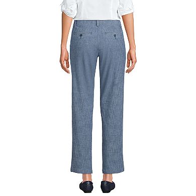 Petite Lands' End Mid Rise Classic Straight Leg Chambray Ankle Pants