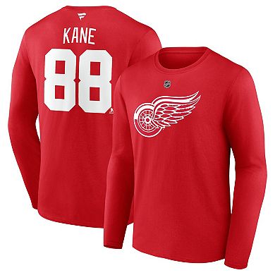 Men's Fanatics Branded Patrick Kane Red Detroit Red Wings Authentic Stack Name & Number Long Sleeve T-Shirt
