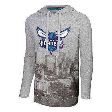 Men's Stadium Essentials Heather Gray Charlotte Hornets Atrium Raglan Long Sleeve Hoodie T-Shirt