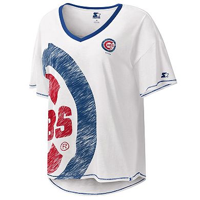 Women's Starter White Chicago Cubs Perfect Game V-Neck T-Shirt