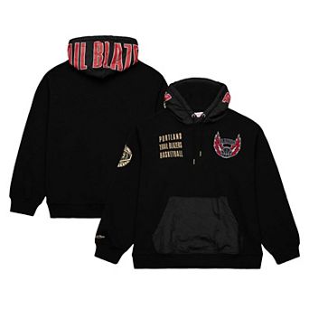 Men's Mitchell & Ness Black Portland Trail Blazers Team OG 2.0 Vintage Logo Fleece Pullover Hoodie