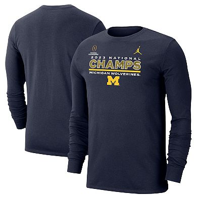 Men's Jordan Brand Navy Michigan Wolverines College Football Playoff 2023 National Champions Performance Long Sleeve T-Shirt