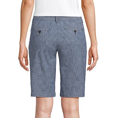 Women's Lands' End Elastic Back Classic 12" Chambray Shorts