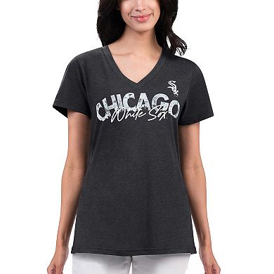 Women's G-III 4Her by Carl Banks Black Chicago White Sox Key Move V-Neck T-Shirt