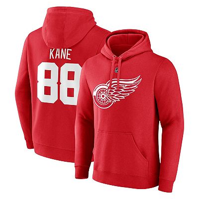 Men s Fanatics Branded Patrick Kane Red Detroit Red Wings Authentic Stack Name Number Pullover Hoodie