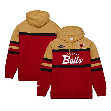 Men's Mitchell & Ness Red/Gold Chicago Bulls Head Coach Pullover Hoodie