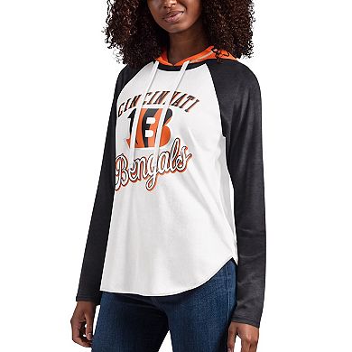 Women's G-III 4Her by Carl Banks White Cincinnati Bengals MVP Raglan Hooded Long Sleeve T-Shirt