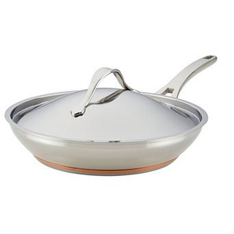 Anolon Nouvelle Copper Stainless Steel Induction 12 in Frying Pan with Lid