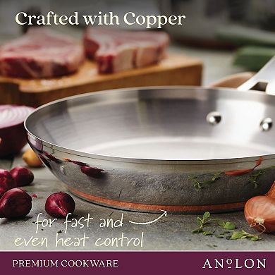 Anolon Nouvelle Copper Stainless Steel Induction 12-in. Frying Pan with Lid