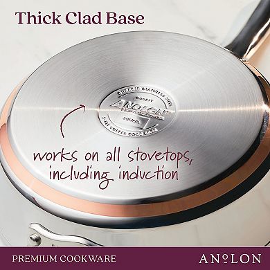 Anolon Nouvelle Copper Stainless Steel Induction 12-in. Frying Pan with Lid