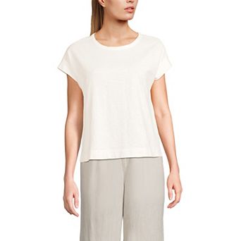 Women's Lands' End Short Sleeve Boxy Slub Tee