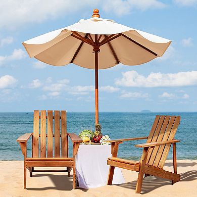 Bunebe Classic Solid Acacia Wood Adirondack Chair, Weather-Resistant Outdoor Patio Seating