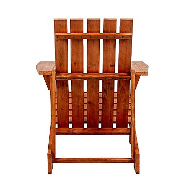 Bunebe Classic Solid Acacia Wood Adirondack Chair, Weather-Resistant Outdoor Patio Seating