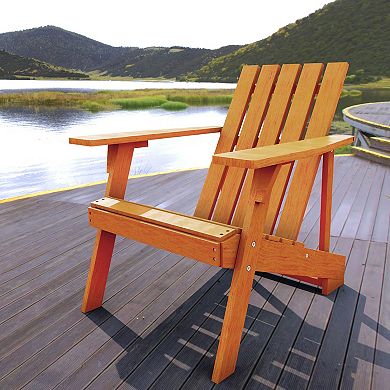 Bunebe Classic Solid Acacia Wood Adirondack Chair, Weather-Resistant Outdoor Patio Seating