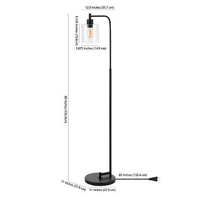 Axel Modern Iron/seeded Glass Farmhouse Industrial Led Floor Lamp