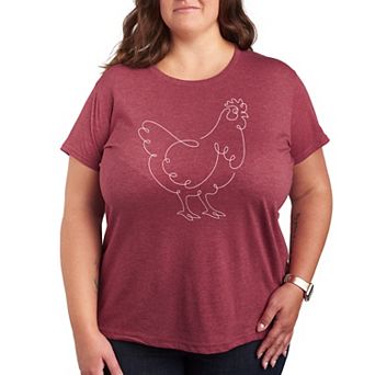 Plus Chicken Continuous Line Doodle Graphic Tee