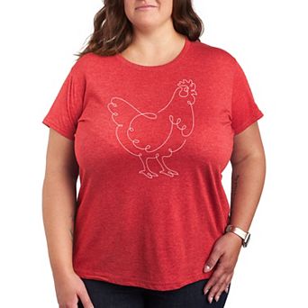 Plus Chicken Continuous Line Doodle Graphic Tee