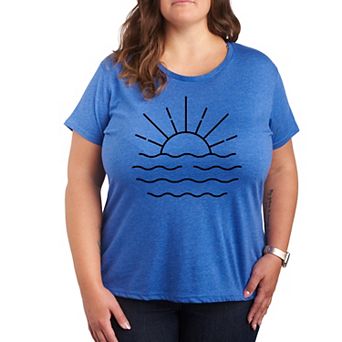 Plus Ocean Sunset Linework Graphic Tee