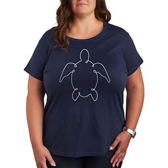 Plus Line Drawing Sea Turtle Graphic Tee