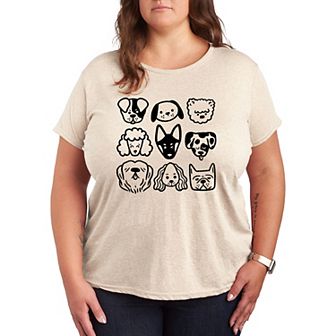 Plus Dog Faces Grid Graphic Tee