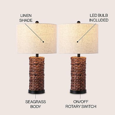 Elicia Sea Grass Led Table Lamp (set Of 2)