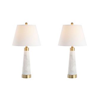 Travis Marbleiron Gold Modern Column Led Table Lamp (set Of 2)