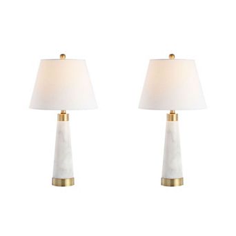 Travis Marbleiron Gold Modern Column Led Table Lamp (set Of 2)