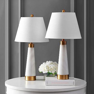 Travis Marbleiron Gold Modern Column Led Table Lamp (set Of 2)