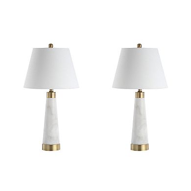 Travis Marbleiron Gold Modern Column Led Table Lamp (set Of 2)