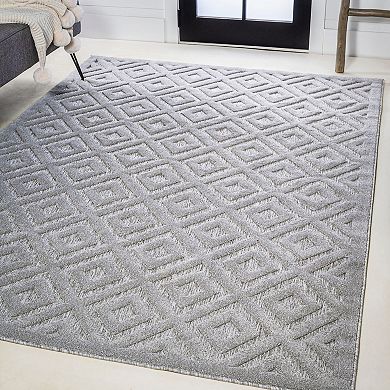 Portmany Neutral Diamond Trellis Indoor/outdoor Area Rug