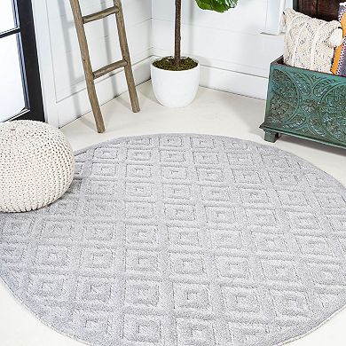 Portmany Neutral Diamond Trellis Indoor/outdoor Area Rug