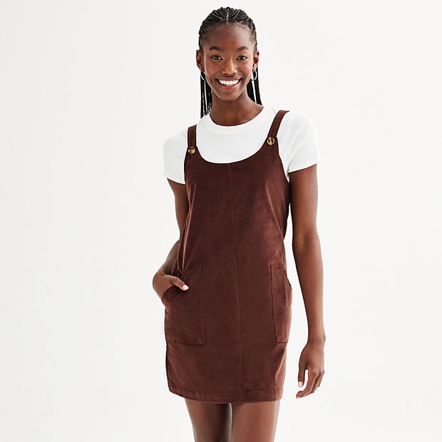 Juniors Live To Be Spoiled Corduroy Overall Dress and Tee Set