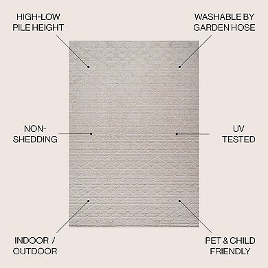 Ararat High-low Pile Moroccan Diamond Modern Indoor/outdoor Area Rug