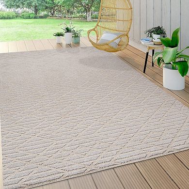 Ararat High-low Pile Moroccan Diamond Modern Indoor/outdoor Area Rug