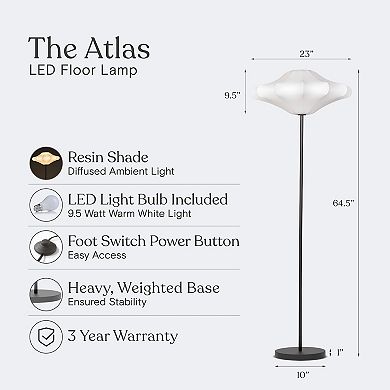 Brightech Atlas 67" Modern Led Floor Lamp With Resin Shade