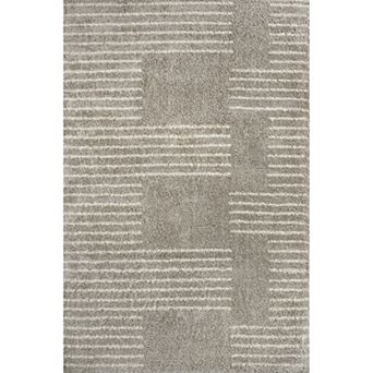 Petra Abstract Stripe Geometric Shag Runner Rug