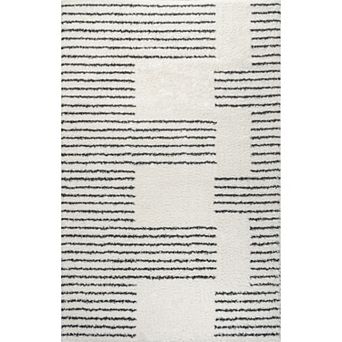 Petra Abstract Stripe Geometric Shag Runner Rug