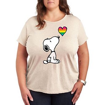 Plus Peanuts Snoopy Rainbow Heart Graphic Tee