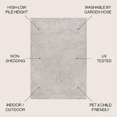 Jordan High-low Pile Art Deco Geometric Indoor/outdoor Area Rug