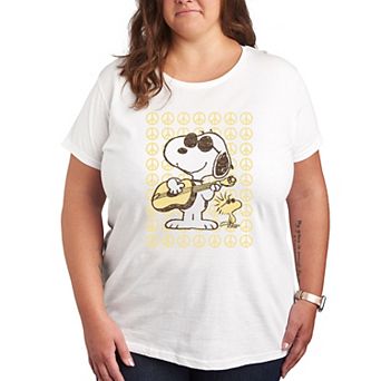 Plus Peanuts Snoopy & Woodstock Guitar And Peace Graphic Tee