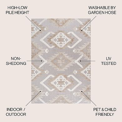 Jazz High-low Pile Art Deco Geometric Indoor/outdoor Area Rug