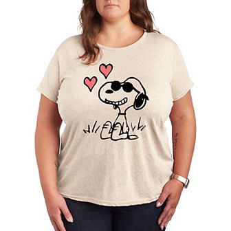Plus Peanuts Snoopy Joe Cool Sitting Hearts Graphic Tee