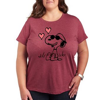 Plus Peanuts Snoopy Joe Cool Sitting Hearts Graphic Tee