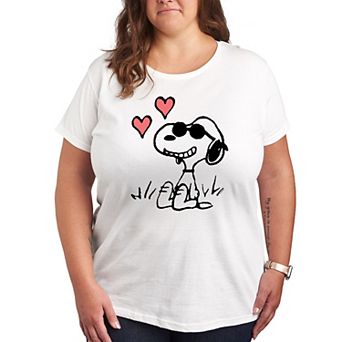 Plus Peanuts Snoopy Joe Cool Sitting Hearts Graphic Tee