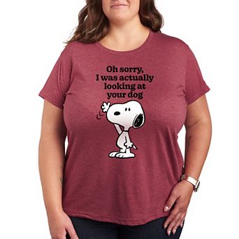 Plus Peanuts Snoopy Looking At Your Dog Graphic Tee